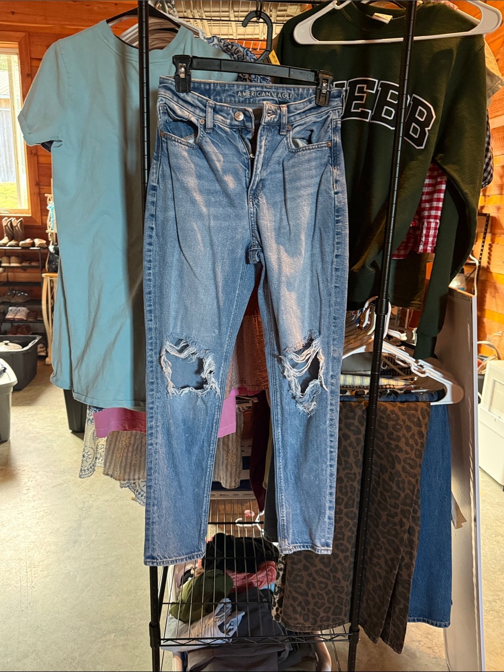 American Eagle Outfitters Light Blue Distressed Skinny Jeans